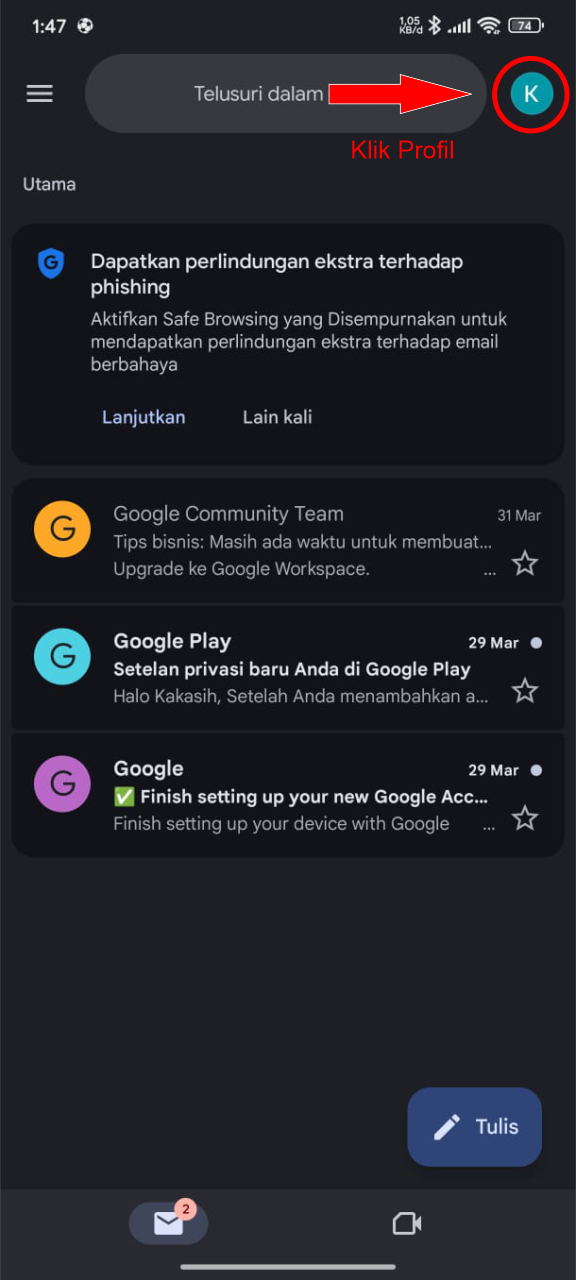 Langkah 1 Klik Profil